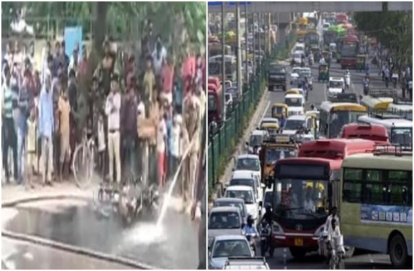 नये ट्रैफिक रूल: पुलिस ने मोटी पेनाल्टी लगायी तो बीच सड़क पर जला दी अपनी बाइक