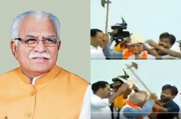 हरियाणा के सीएम खट्टर का वीडियो वायरल, हाथ में फरसा ले BJP नेता को कहा-गरदन काट दूंगा तेरी