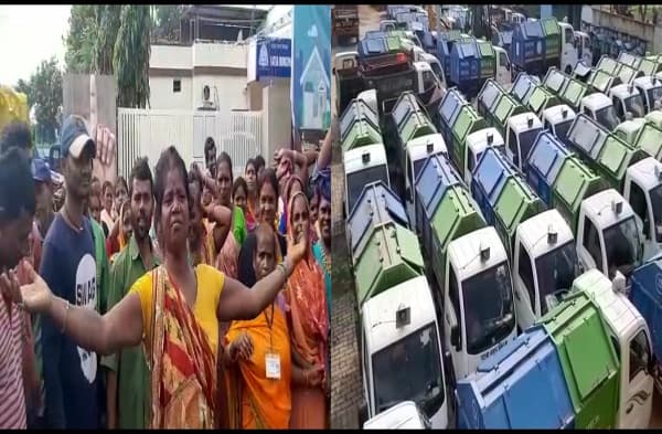 निगम के सफाईकर्मियों का हंगामा, ठेकेदारी खत्म कर बकाया भुगतान की कर रहे मांग