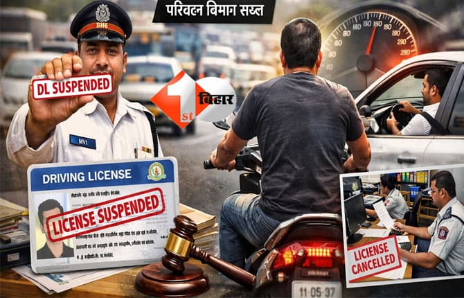 Bihar Driving License : हेलमेट-सीट बेल्ट नहीं तो सस्पेंड होगा लाइसेंस! बिहार में 52 हजार से ज्यादा DL पर कार्रवाई की तैयारी, परिवहन विभाग सख्त