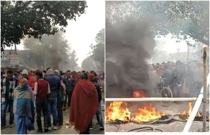 नवादा में युवक की हत्या पर फूटा लोगों का गुस्सा, सड़क पर की आगजनी, रोड किया जाम