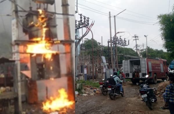 पटना : विधुत भवन के पास ट्रांसफार्मर में लगी आग, मौके पर पहुंची दमकल की गाड़ी