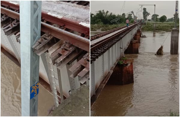 गोरखपुर-नरकटियागंज रेल लाइन पर ट्रेन परिचालन रुका, भारी बारिश के कारण इलेक्ट्रिक पोस्ट गिरा